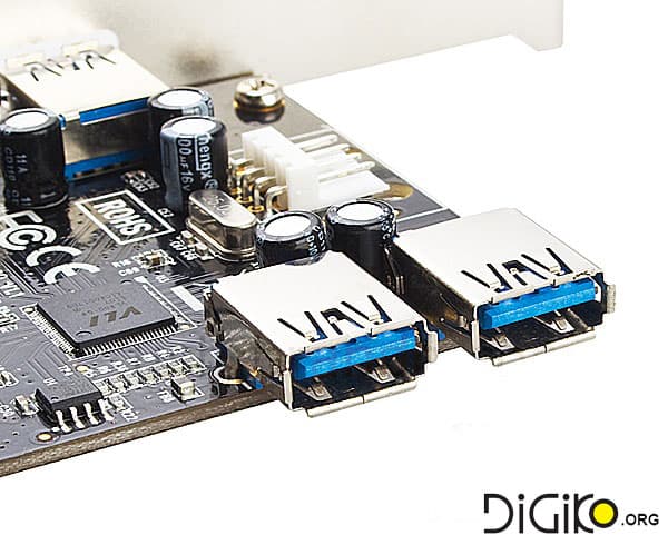 کارت USB3.0 PCIE-EXPRESS چهار پورت به همراه پنل USB3.0 دو پورت پشت کیس — تصویر ۳