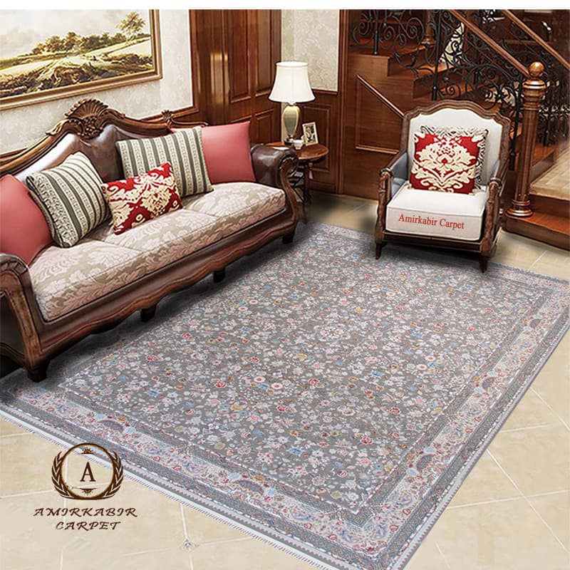 فرش کیمیا سعادت نقره ای برجسته 1200 شانه 3600 تراکم