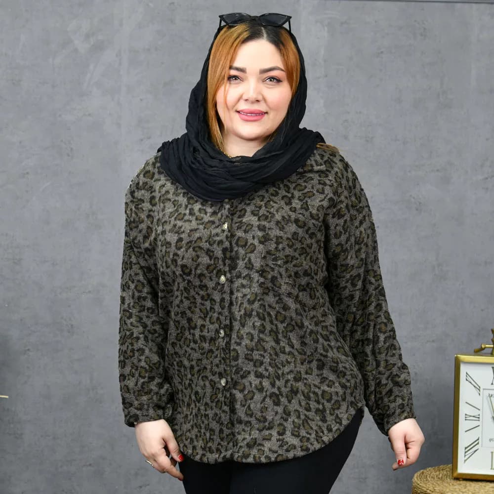مانتو پشمی دخترانه پلنگی کد 28205 — تصویر ۶