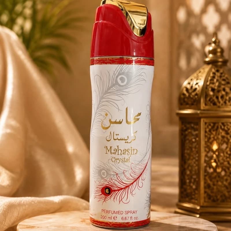 اسپری بدن عربی محاسن کریستال Mahasin Crystal برند لطافه اورجینال