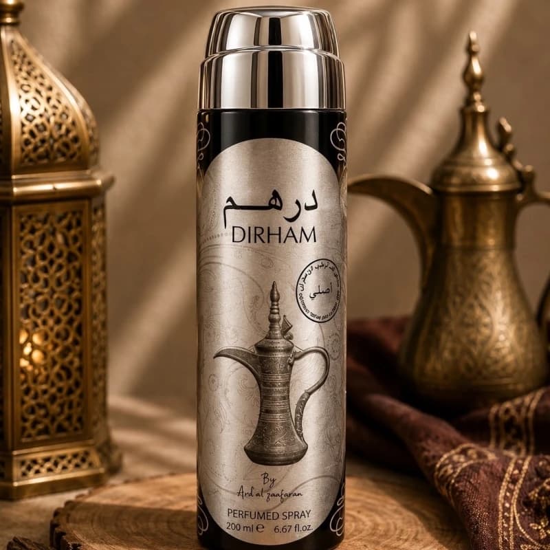 اسپری بدن درهم Dirham ارض الزعفران 200 میل رایحه خنک و مرکباتی