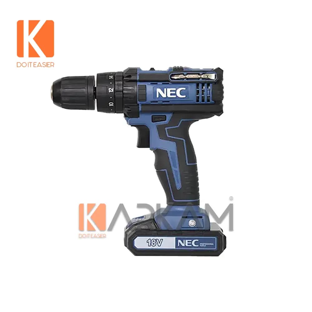 دریل شارژی چکشی باتری لیتیوم NEC 1618