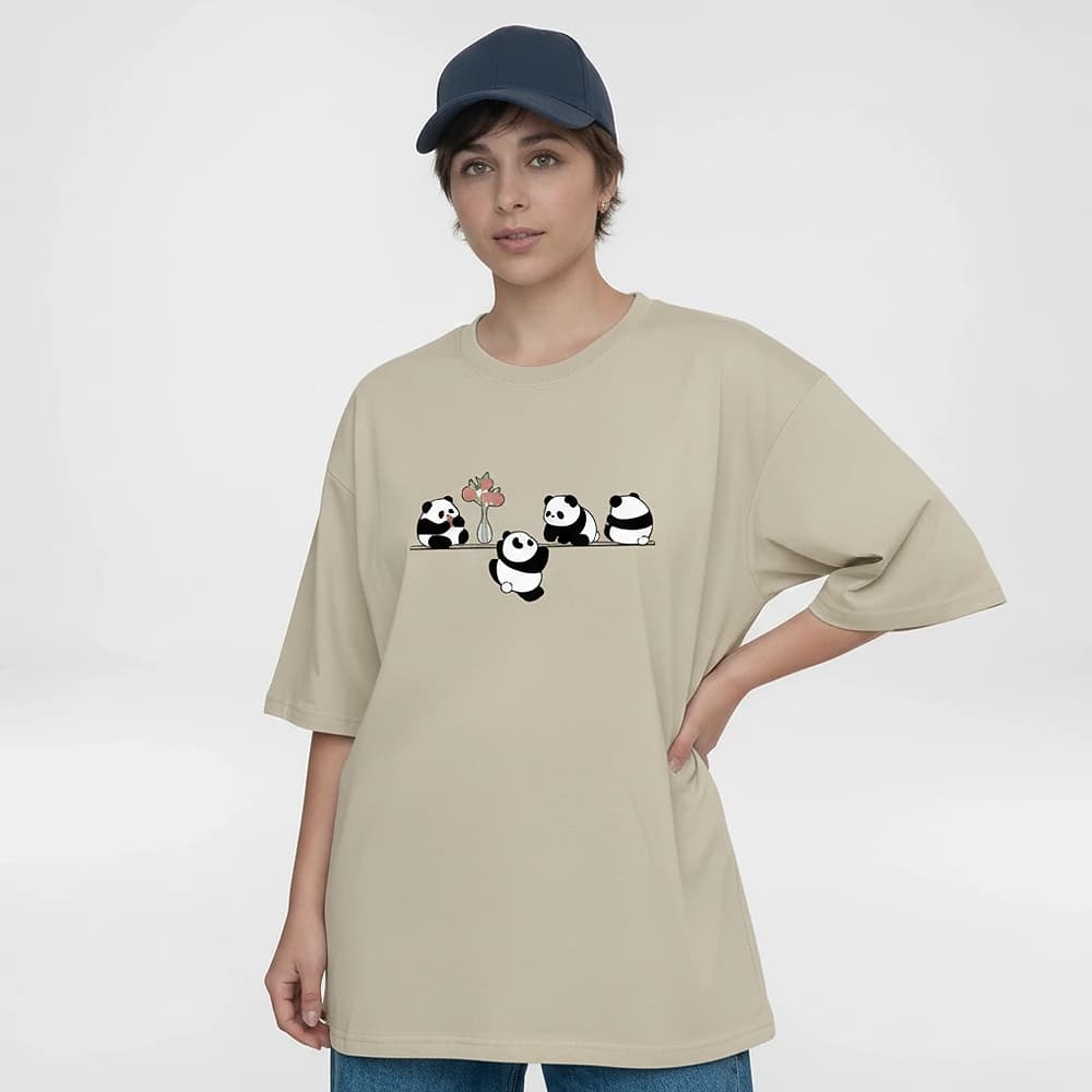 تیشرت زنانه لانگ طرح پاندالاین سایز فری (پنبه ضمانتی) در 7 رنگ — تصویر ۵