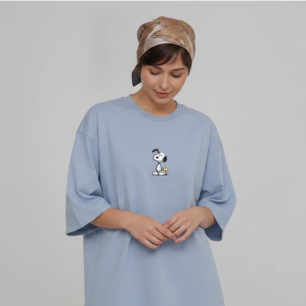 تیشرت زنانه لانگ طرح سگ کوچولو سایز فری (پنبه ضمانتی) در 7 رنگ — تصویر ۵