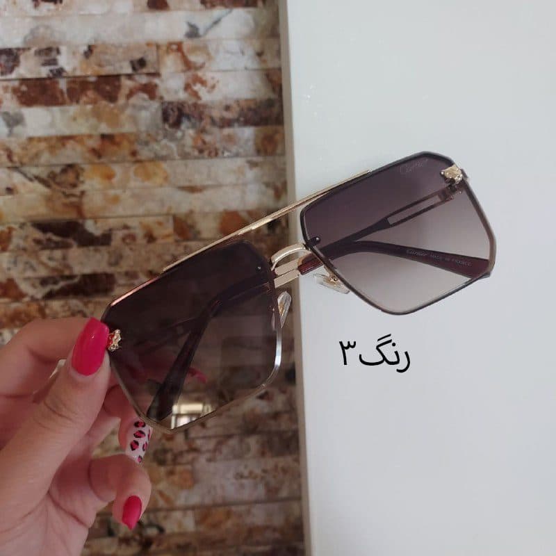 عینک آفتابی مردانه شیشه سنگی برند cartier — تصویر ۵