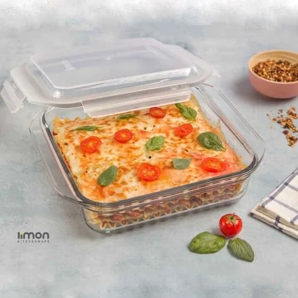 ظرف شیشه ای لیمون مربع درب دار 2/1 لیتر (الوان) کد 204535 — تصویر ۲