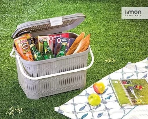 سبد پیک نیک درب‌دار کوتاه بامبو لیمون (الوان) کد 155035