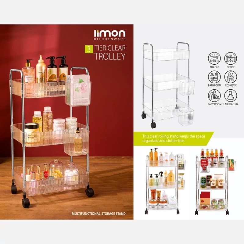 ترولی 3 طبقه لیمون چرخ دار کد 237300 — تصویر ۲