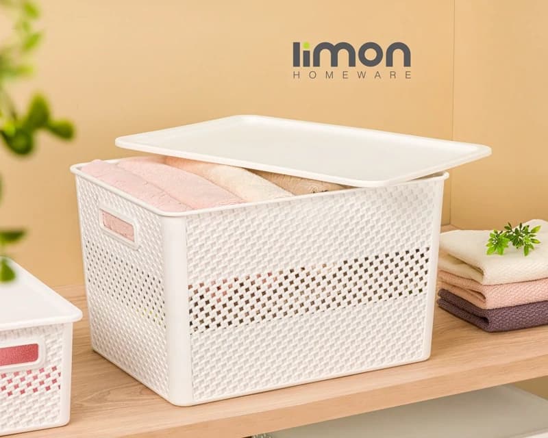 باکس نظم دهنده لیمون درب‌دار بزرگ طرح بافت (الوان) کد 215835 — تصویر ۲
