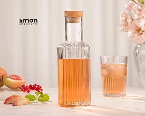 بطری آب لیمون 700 میلی درب چوبی کد 226659