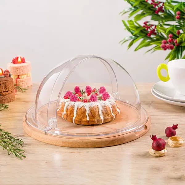 ظرف سرو کیک لیمون پایه چوبی کد 217959