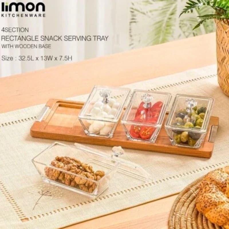 اردو خوری لیمون 4 خانه مستطیل پایه چوب کد 224959