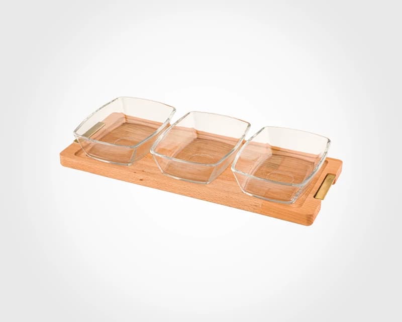 اردو خوری لیمون کوچک 3 عددی پایه چوب کد 224559