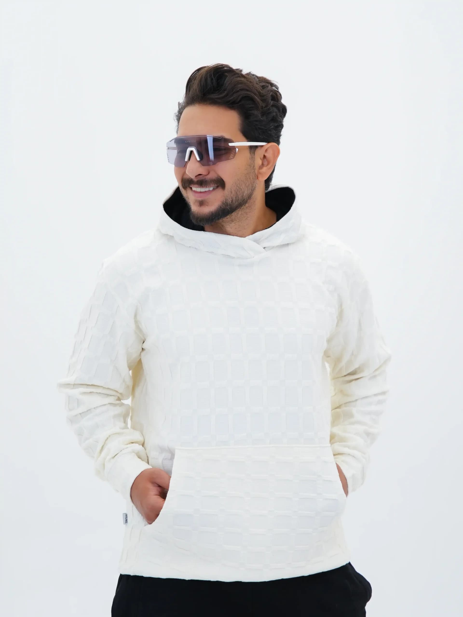هودی مردانه پنبه طرح مربع کد 50239 — تصویر ۴