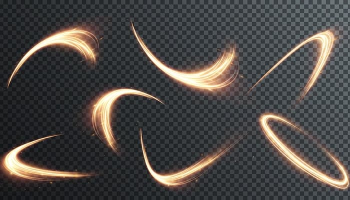 وکتور مجموعه افکت نور طرح منحنی