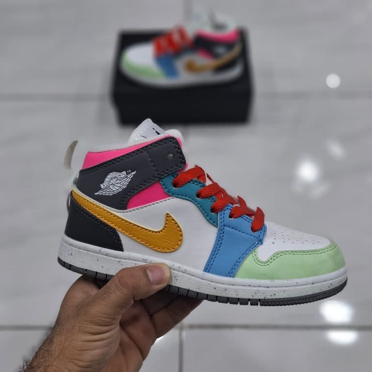 کتونی بچه گانه نایک ایر جردن ۱ ساقدار رنگی Nike air Jordan 1 high colorful — تصویر ۲