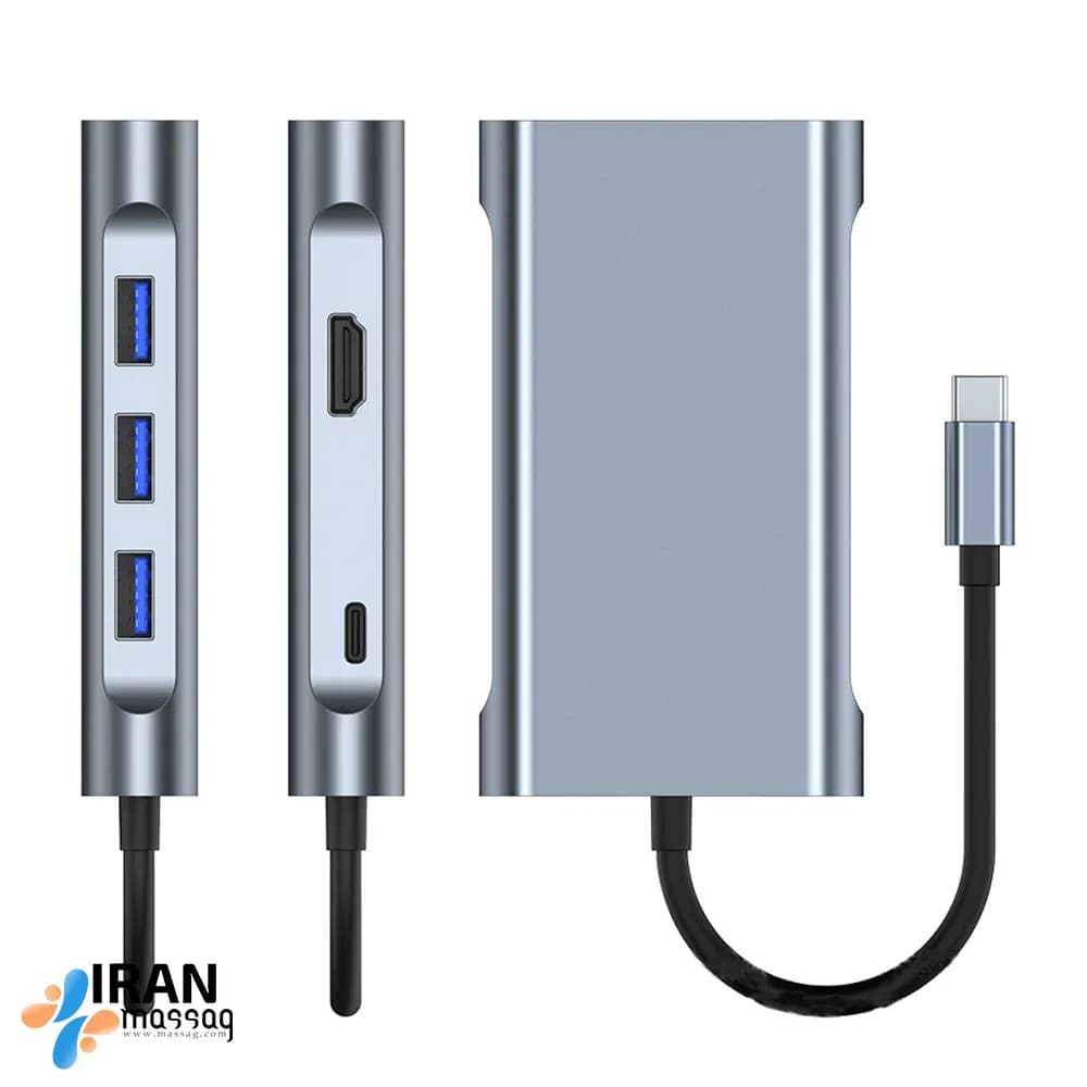 تبدیل و هاب 7 پورت USB-C/Type-C مدل BYL-2111 | شارژ فوق سریع — تصویر ۳