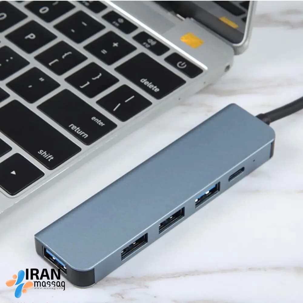 هاب 5 پورت Type-C/USB-C مدل BYL-2301 | با طراحی مینیمال و حرفه‌ای — تصویر ۲