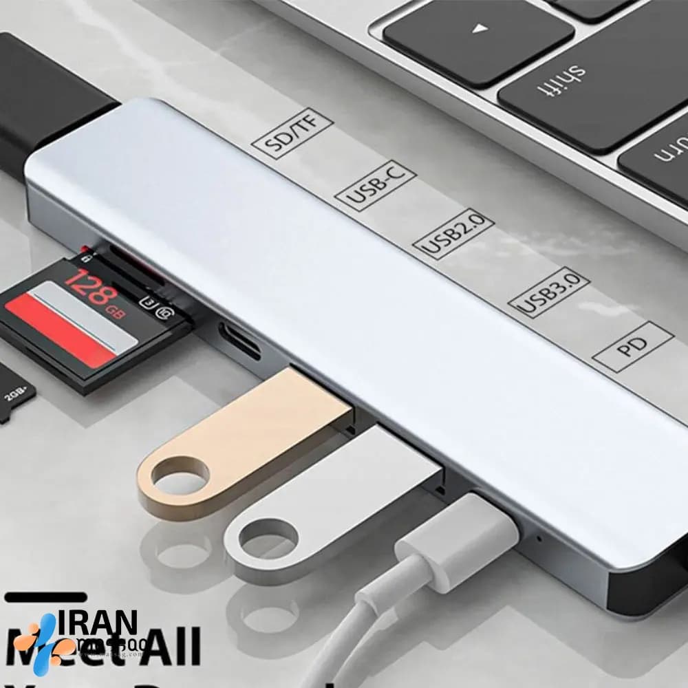 هاب 7 پورت USB-C 3.0 مدل YG-2121 | انتقال سریع و نمایش 4K — تصویر ۲