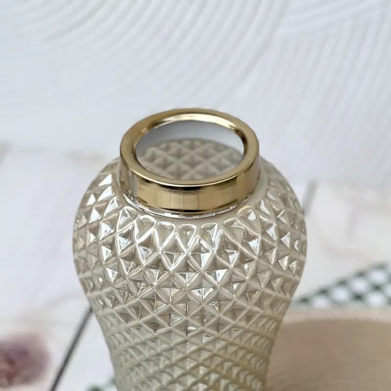گلدان شیشه ای استوانه ای لوزی — تصویر ۲