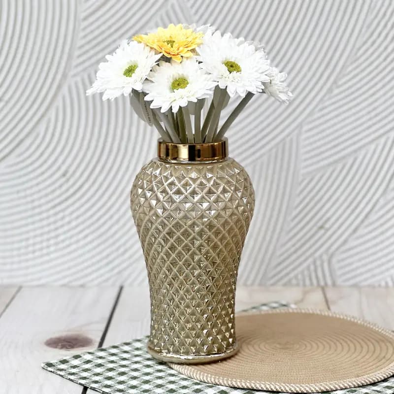 گلدان شیشه ای استوانه ای لوزی