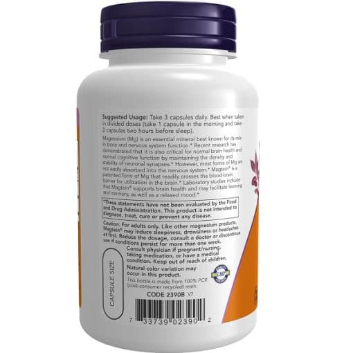 منیزیم ال ترئونات ناو 90 عدد NOW Magtein Magnesium L-Threonate — تصویر ۳