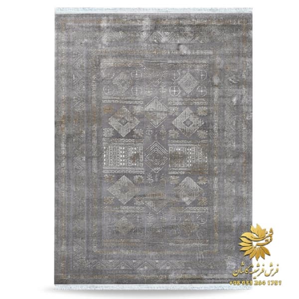 فرش پتینه طوسی طلایی طرح ترک کد 42073