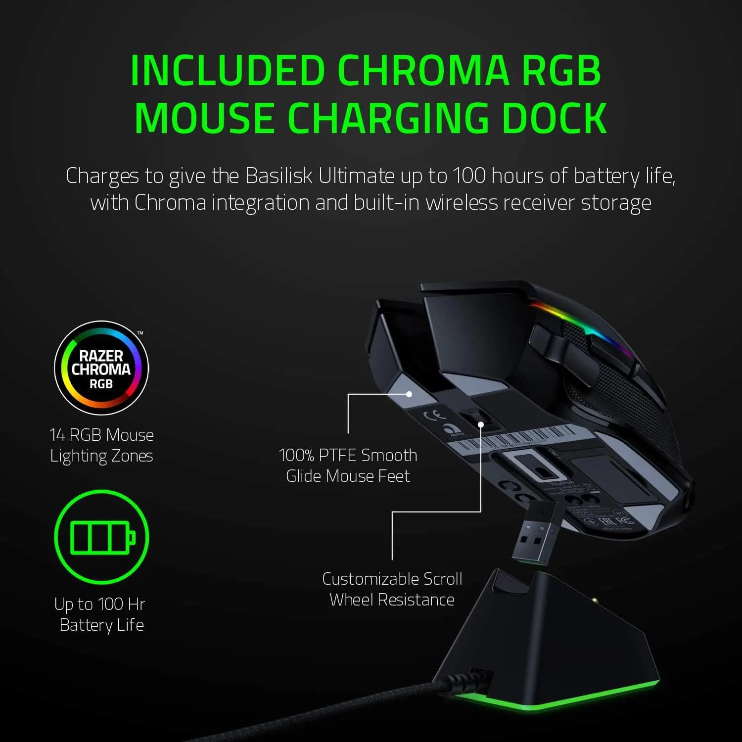 موس گیمینگ بی سیم ریزر با شارژر Razer Basilisk Ultimate with Charging Dock — تصویر ۴