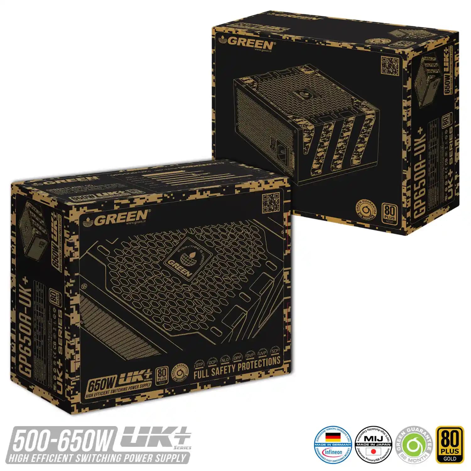 پاور کامپیوتر 650 وات گرین Green GP650A-UK 80 Plus GOLD — تصویر ۵