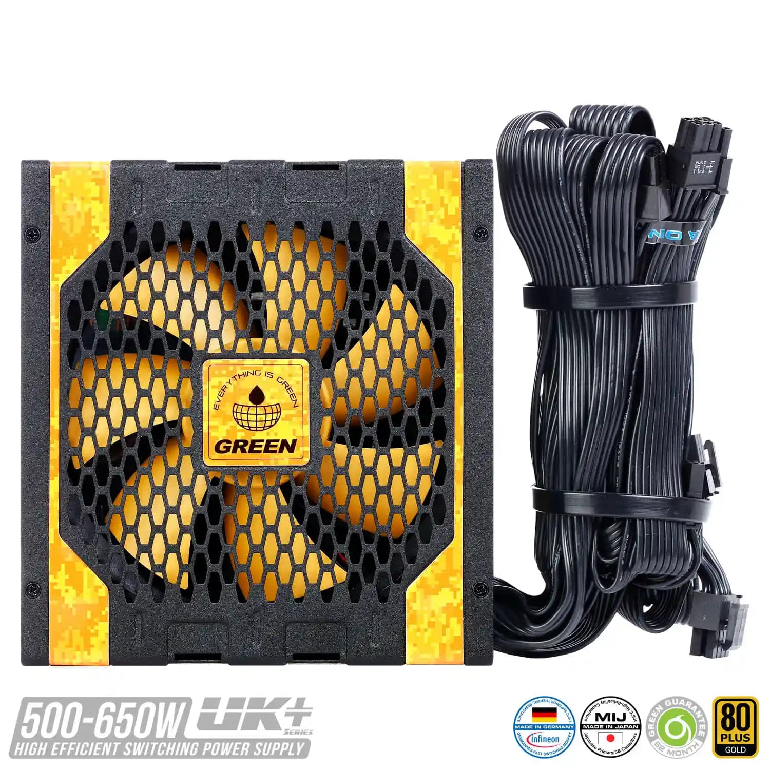 پاور کامپیوتر 650 وات گرین Green GP650A-UK 80 Plus GOLD — تصویر ۴