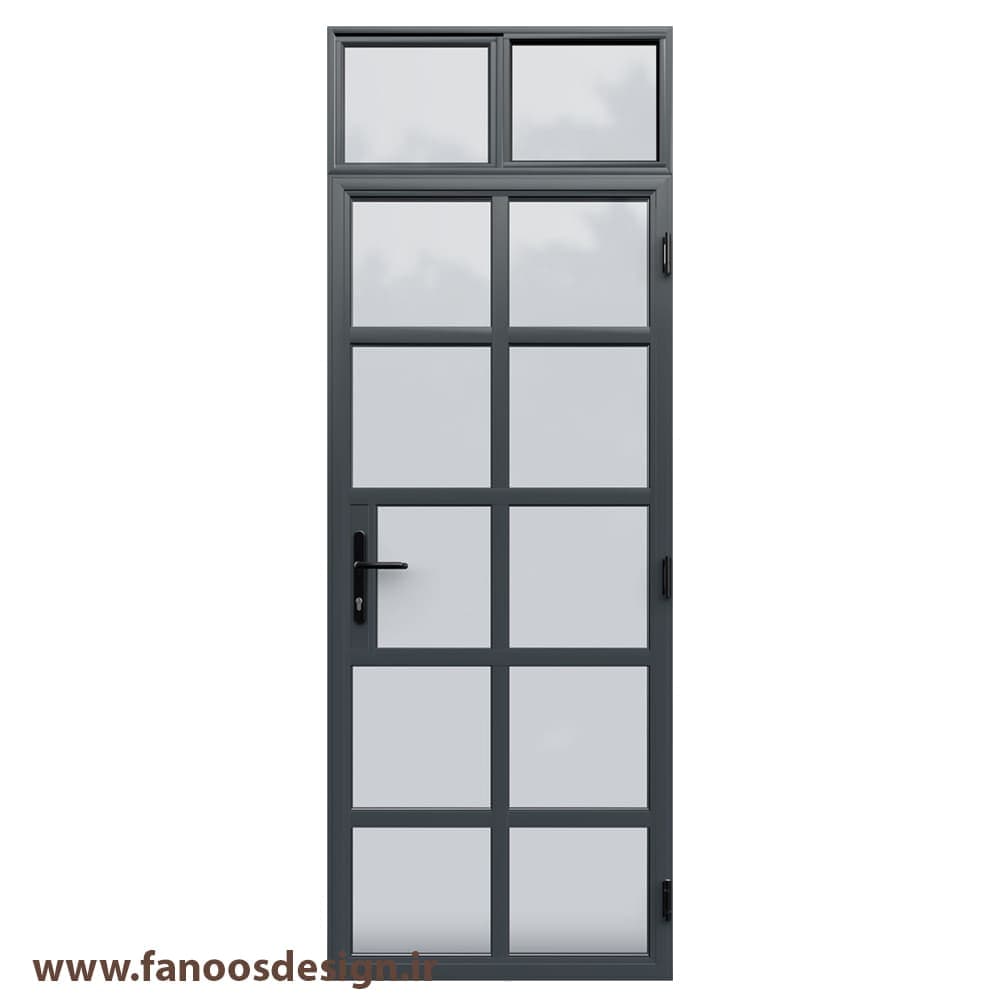 درب فلزی شیشه خور تک لنگه با کتیبه کد 30698