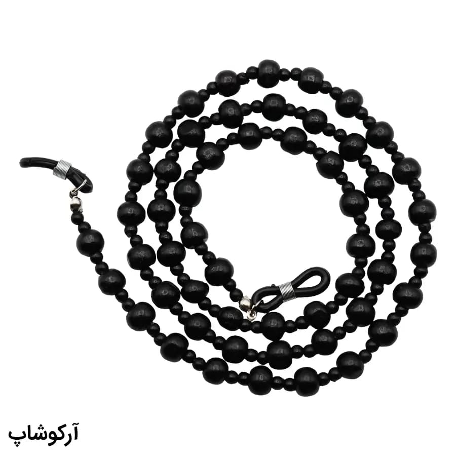 بند عینک از جنس چوبی و رنگ تمام مشکی مدل 993019