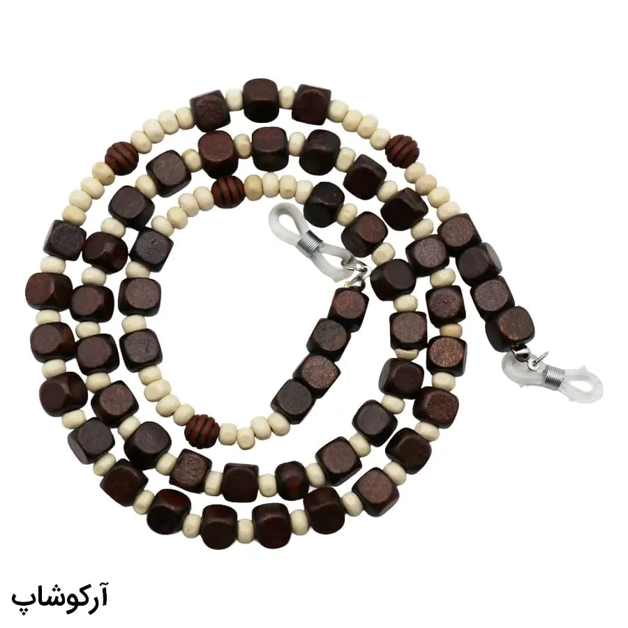 بند عینک از جنس چوبی و رنگ قهوه‌ای و سفید مدل 993018