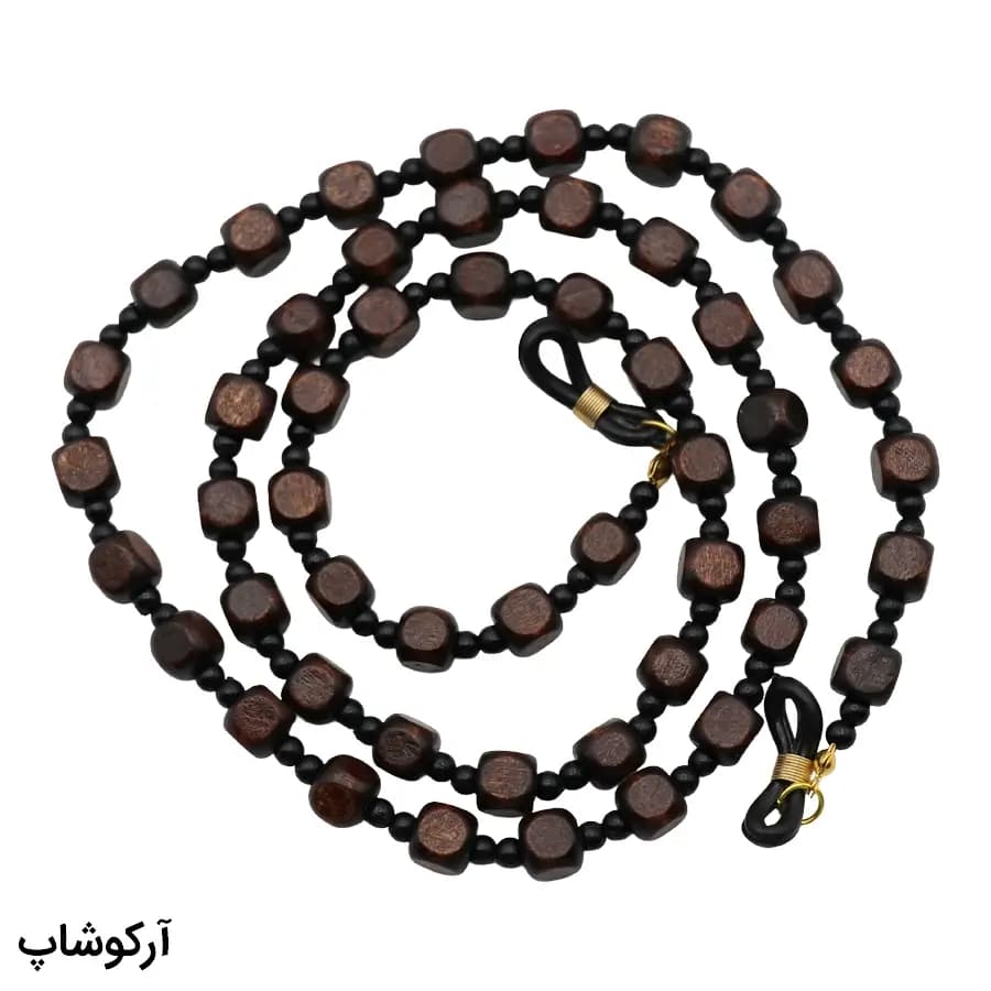 بند عینک از جنس چوبی و رنگ قهوه‌ای و مشکی مدل 993017