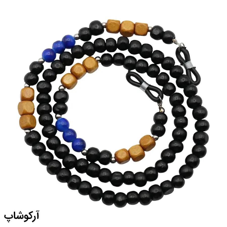 بند عینک از جنس چوبی و رنگ قهوهای، مشکی و آبی مدل 993015