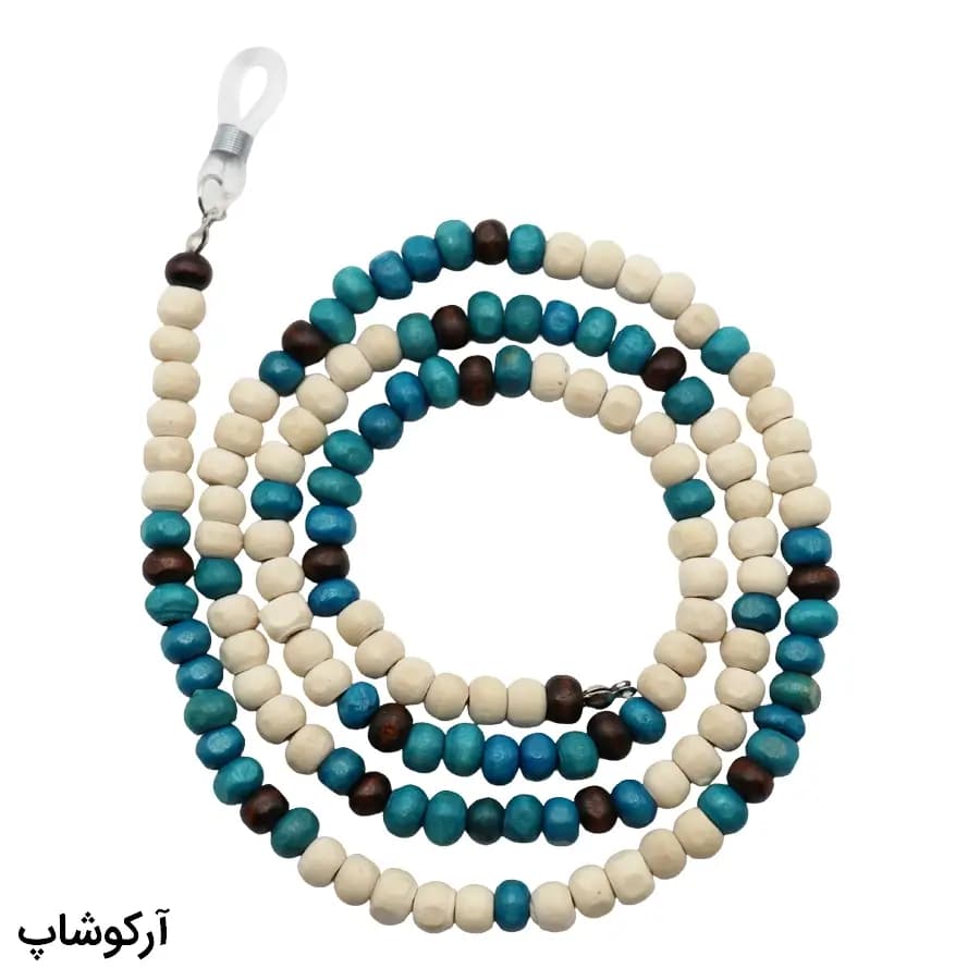 بند عینک از جنس چوبی و رنگ قهوه‌ای، سفید و آبی مدل 993013