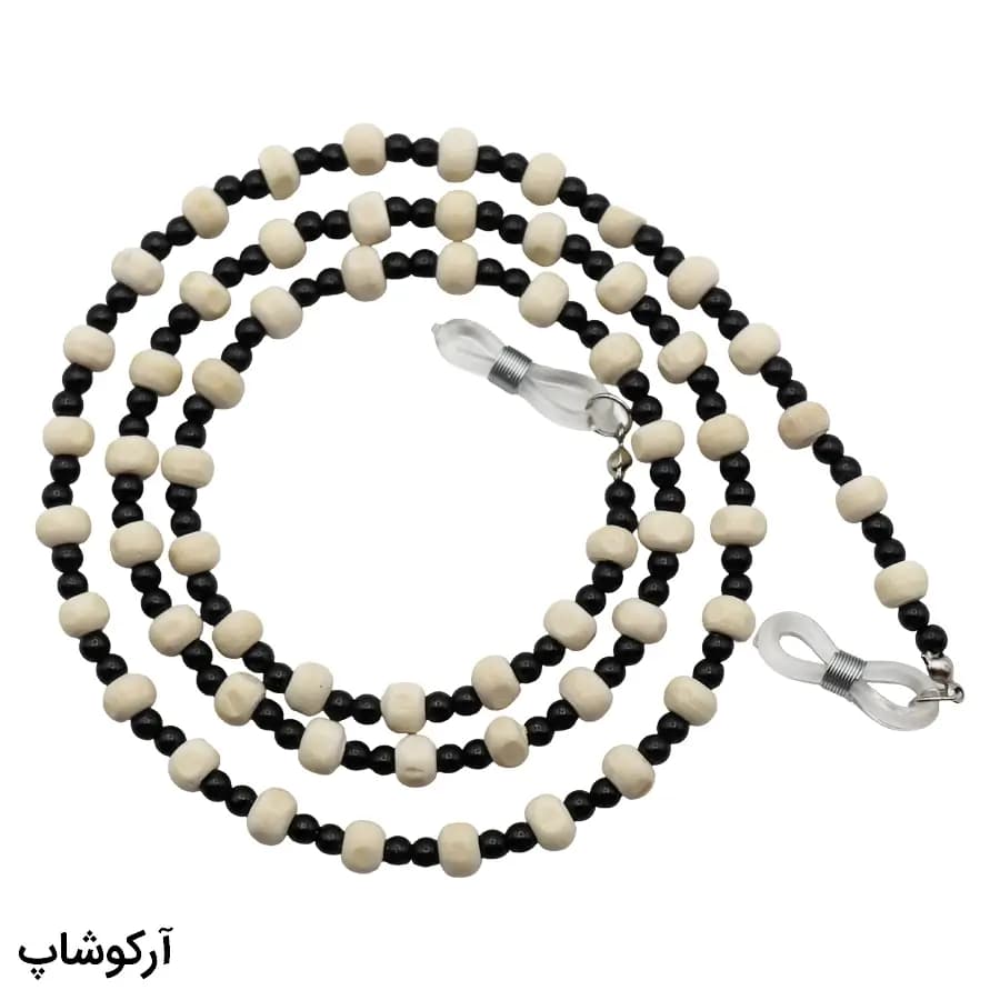 بند عینک از جنس چوبی و رنگ سفید و مشکی مدل 993012