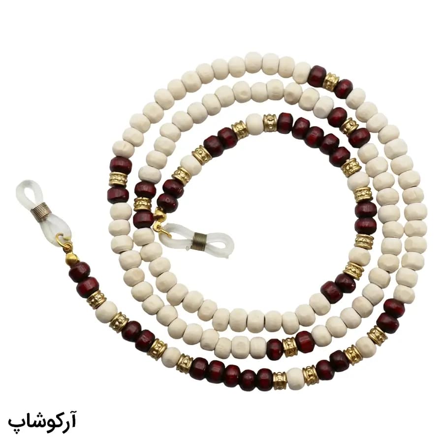 بند عینک از جنس چوبی و رنگ سفید و قهوه‌ای مدل 993005