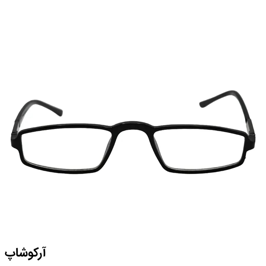 عینک مطالعه نزدیک بین نمره +2.50، با فریم مشکی، شکل مستطیلی و لولا فنردار مدل M-202489 — تصویر ۲