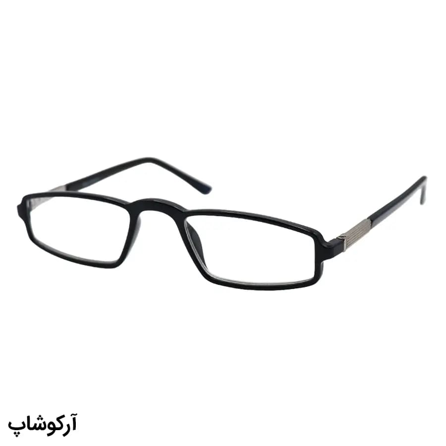 عینک مطالعه نزدیک بین نمره +1.75، با فریم سرمهای، شکل مستطیلی و لولا فنری مدل M-202489 — تصویر ۳
