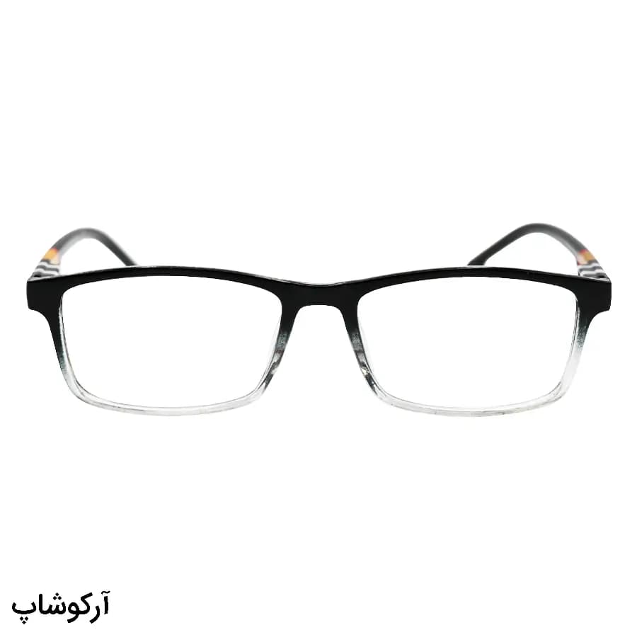 عینک مطالعه نزدیک بین نمره +2.00 با فریم مشکی، شکل مستطیلی، دسته فنردار و لنز بلوکات مدل KY2828 — تصویر ۲