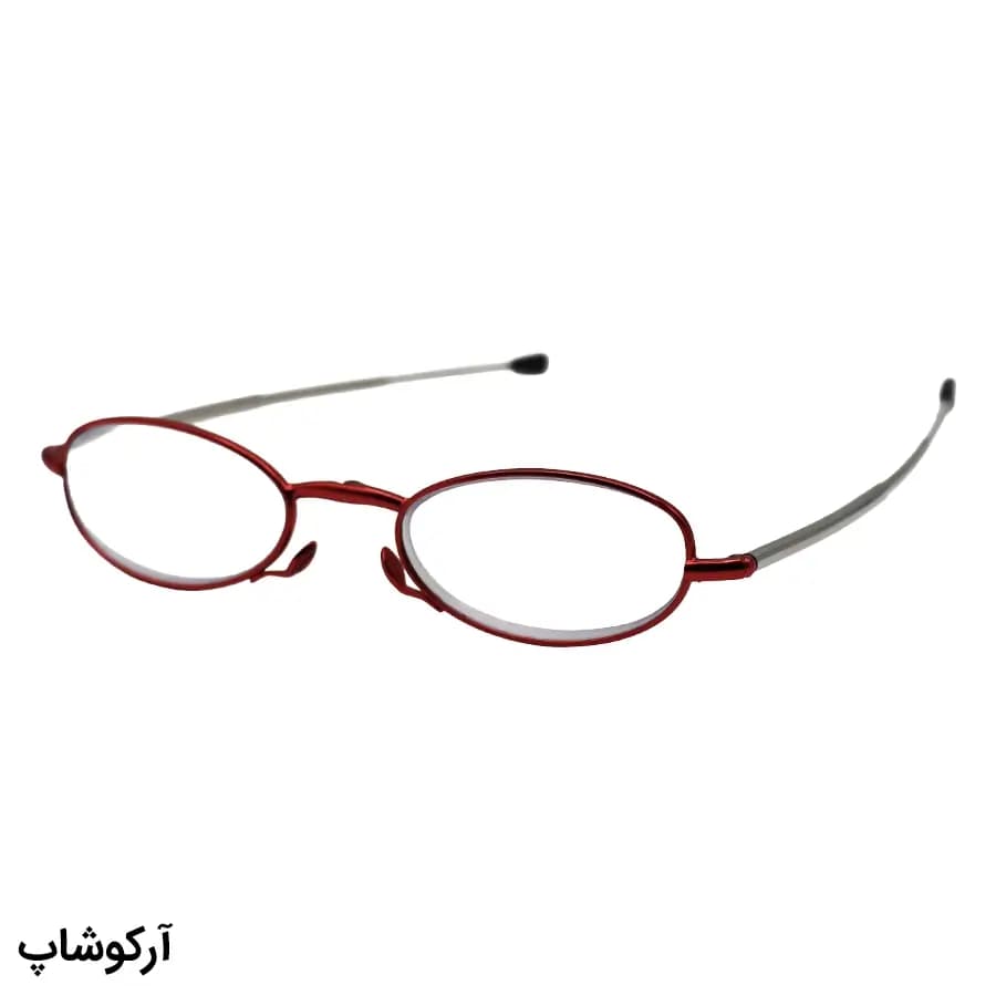 عینک مطالعه نزدیک بین با نمره +4.00 فریم بیضی، رنگ قرمز و دسته آنتنی و جمعشونده مدل HD0520 — تصویر ۳