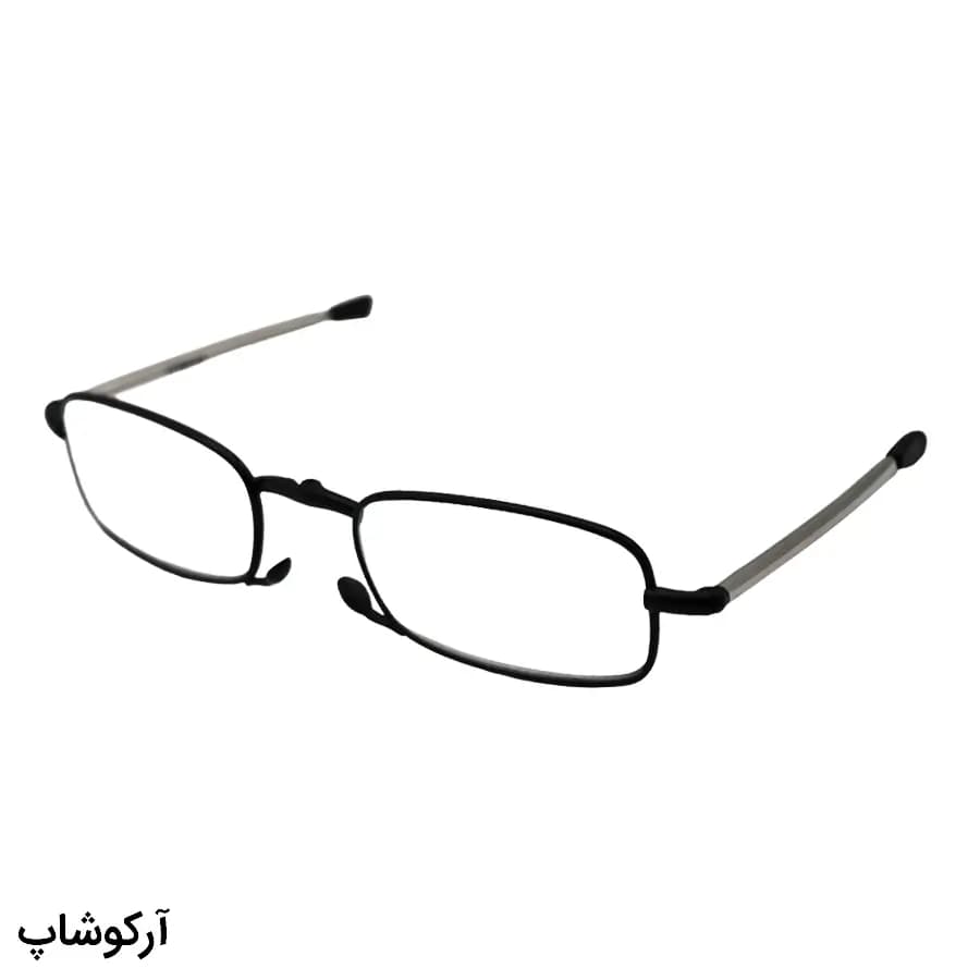 عینک مطالعه نزدیک بین با نمره +1.50 فریم مستطیلی، رنگ مشکی و دسته آنتنی و جمع‌شونده مدل HD6008B — تصویر ۴