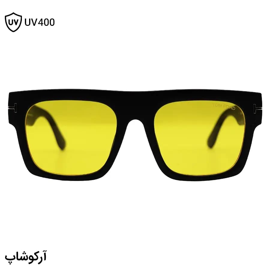 عینک دید در شب TOM FORD با فریم مربعی شکل، رنگ مشکی مات و لنز زرد رنگ مدل E5083 — تصویر ۴