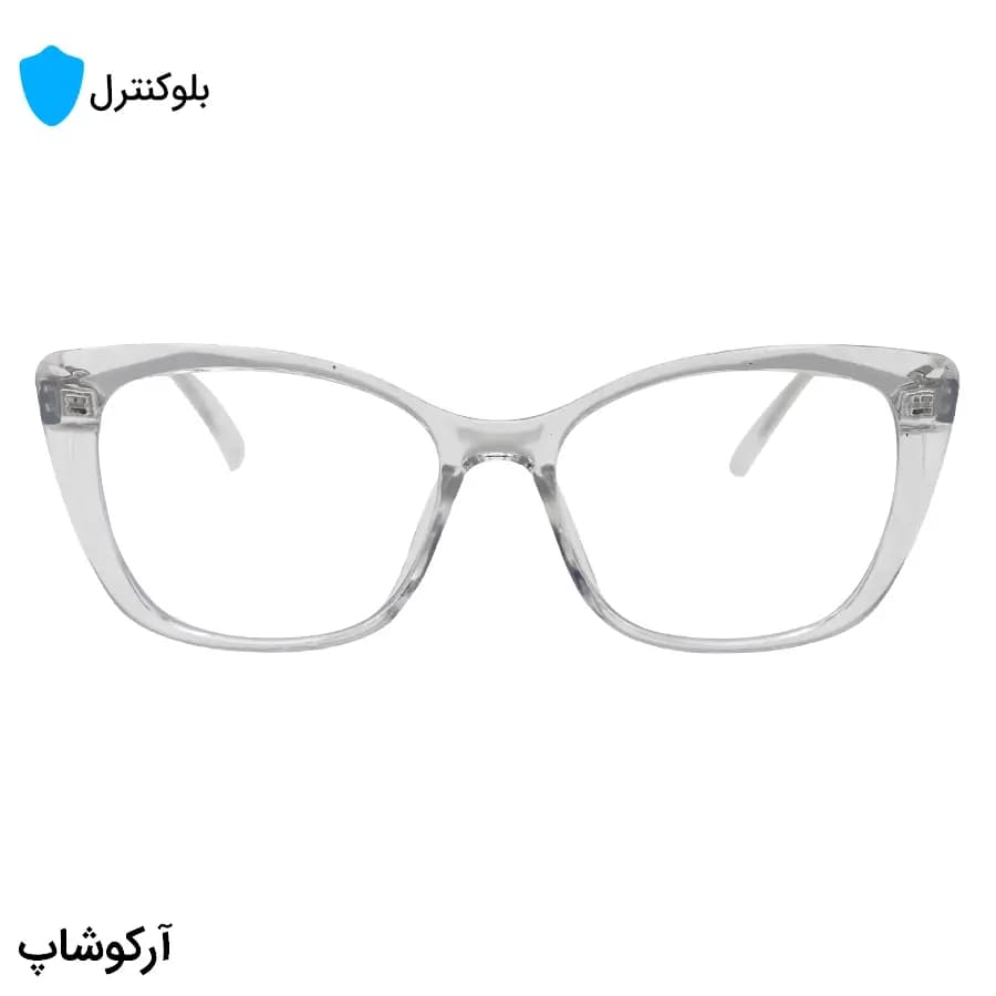 عینک زنانه بلوکنترل با فریم شکل چشم گربه‌ای، رنگ شفاف، جنس کائوچو و لنز بلوکنترل کره‌ای برند SKY مدل 28016 — تصویر ۳