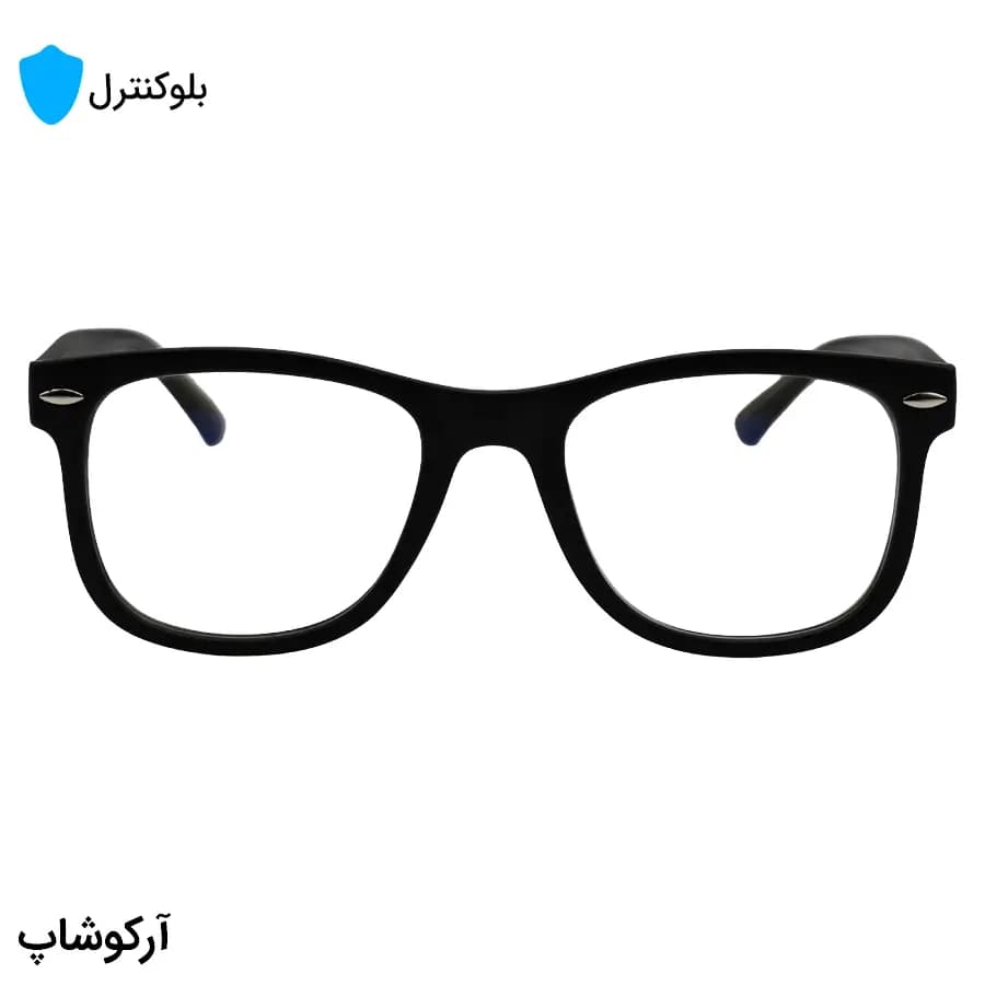 عینک بلوکنترل با فریم شکل ویفرر، رنگ مشکی مات، دسته سیم‌دار برند ریبن و لنز بلوکنترل کره‌ای برند SKY مدل 66805 — تصویر ۲