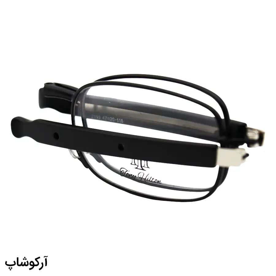 عینک طبی طرح تاشو، با فریم مستطیلی، از جنس فلزی، رنگ مشکی و دسته جمع شونده تونی هیلتون مدل 2119 — تصویر ۴
