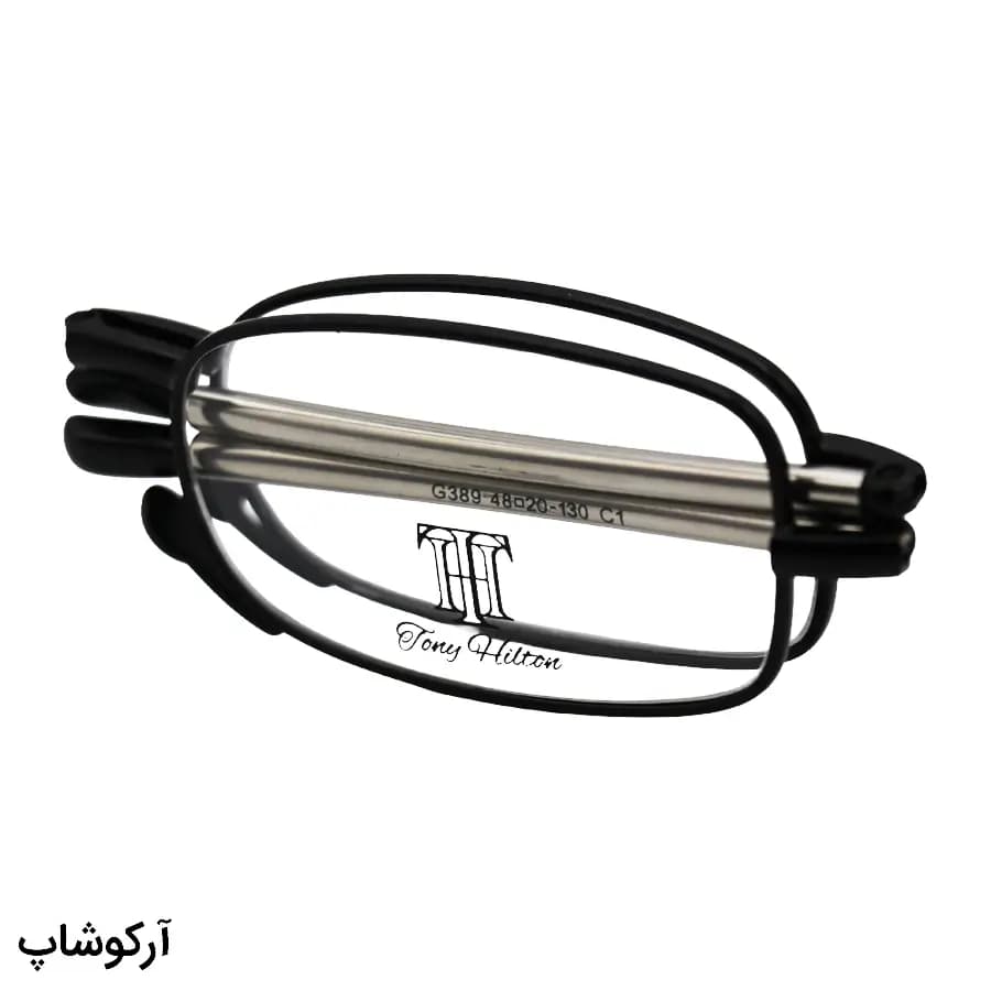 فریم عینک طبی طرح تاشو، فریم مستطیلی شکل، از جنس فلزی و دسته آنتنی TONI HILTON مدل G389 — تصویر ۵