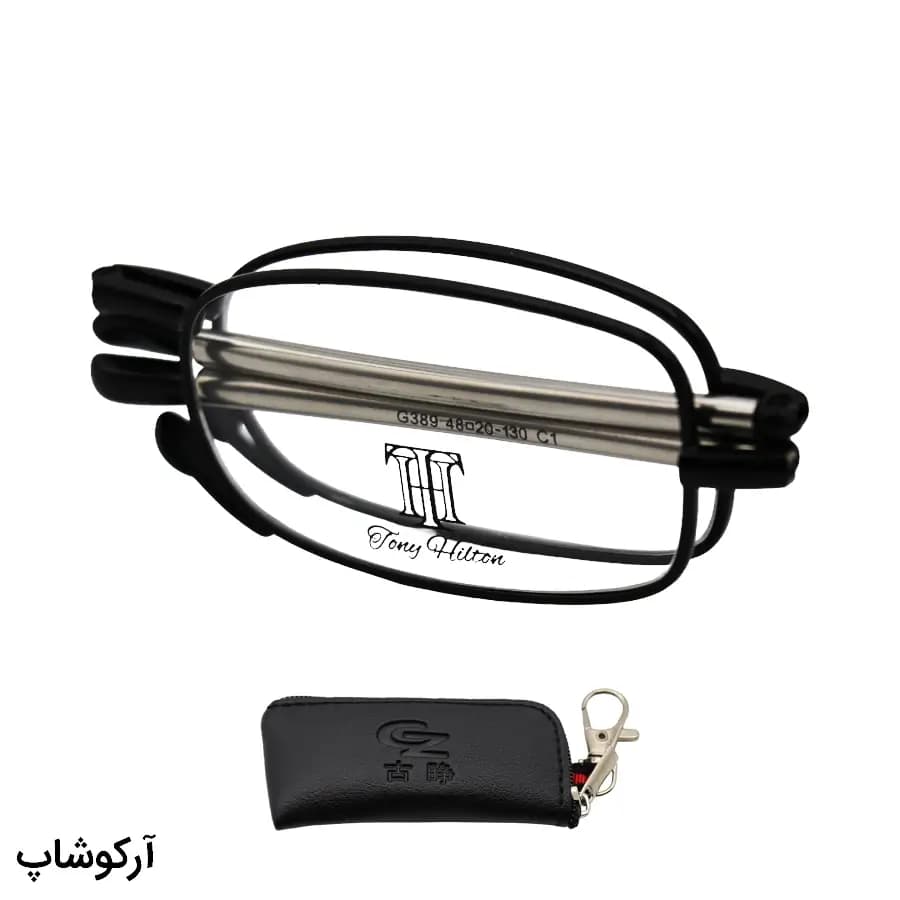 فریم عینک طبی طرح تاشو، فریم مستطیلی شکل، از جنس فلزی و دسته آنتنی TONI HILTON مدل G389