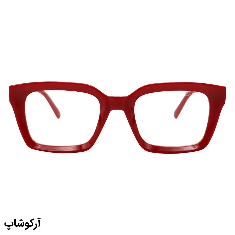 عینک Celine با فریم مستطیلی، جنس کائوچو، رنگ قرمز براق و لنز بلوکات و قابل تعویض مدل W68095 — تصویر ۳